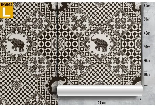 Carta da Parati pattern quadrati ed elefanti. 2