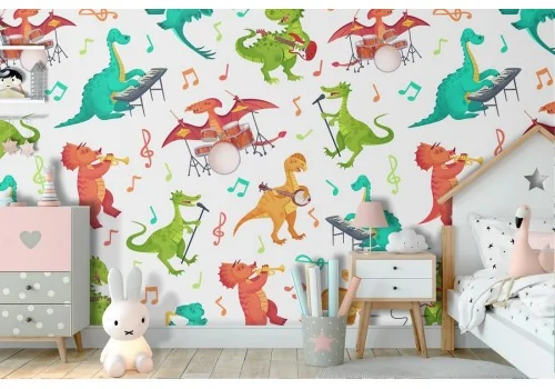Dinosaur decorations wallpaper for children.
