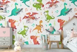 Carta da Parati decorazioni dinosauri bambini.