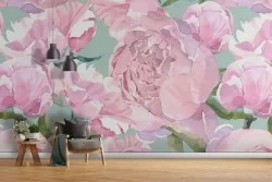 Pink flowers pattern wallpaper.