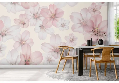 Pink flowers wallpaper decoration.