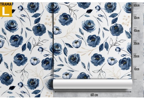 Blue flower pattern wallpaper. 2
