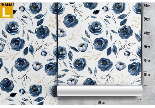 Blue flower pattern wallpaper. 2