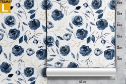 Blue flower pattern wallpaper.