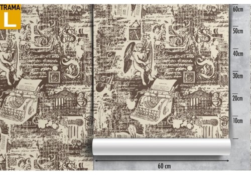 Vintage wallpaper with writings and angels. 2