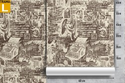 Vintage wallpaper with writings and angels.