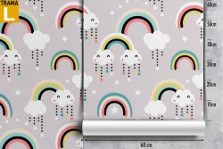 Rainbow children pattern wallpaper.