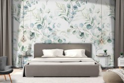 Wallpaper with celestial plants and flowers.