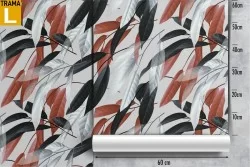 Wallpaper with stylized leaf pattern.