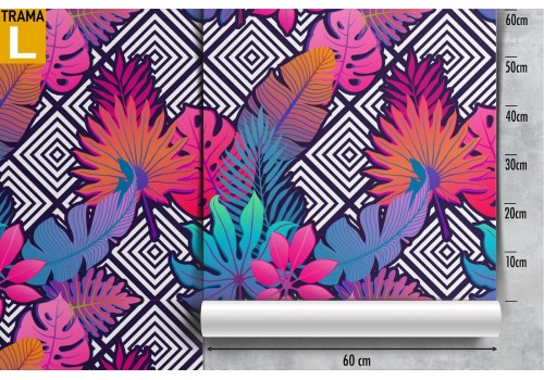 Carta da Parati geometrie e foglie astratte. 2