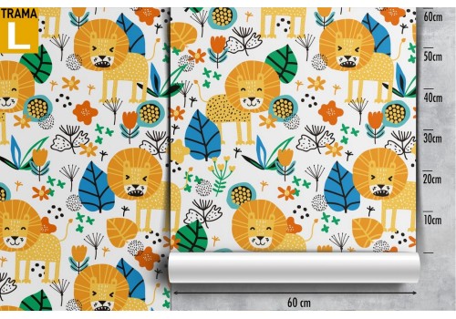 Children's wallpaper with stylized lions. 2