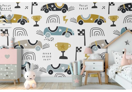 Children's wallpaper pattern with cars.