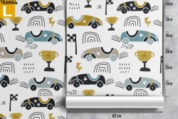 Children's wallpaper pattern with cars.