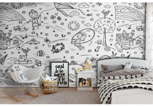 Children's stylized fantasy wallpaper decoration.
