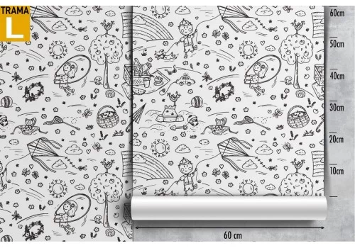 Carta da Parati decorazione bambini stilizzata fantasie. 2