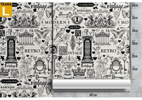 Vintage wallpaper with writings and decorations. 2