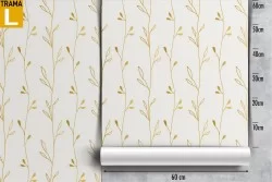 Wallpaper with stylized plant design.