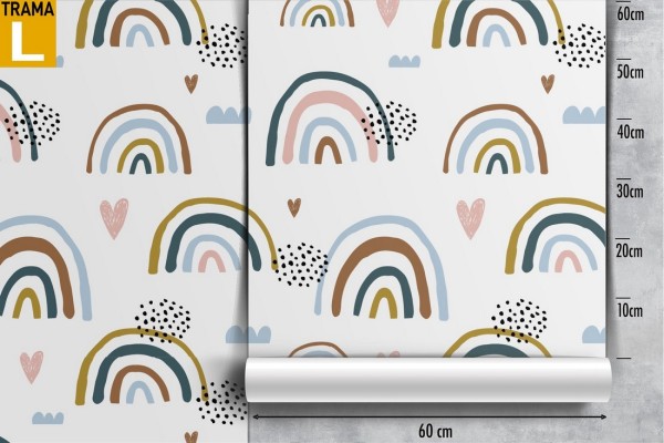 Carta da Parati pattern bambini arcobaleni stilizzati.
