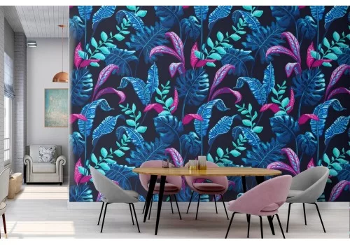 Carta da Parati pattern foglie tropicali fantasia.