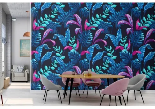 Tropical leaves pattern wallpaper fantasy.