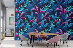 Carta da Parati pattern foglie tropicali fantasia.