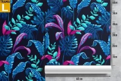 Carta da Parati pattern foglie tropicali fantasia.