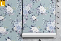 Carta da Parati fiori bianchi vintage pattern.