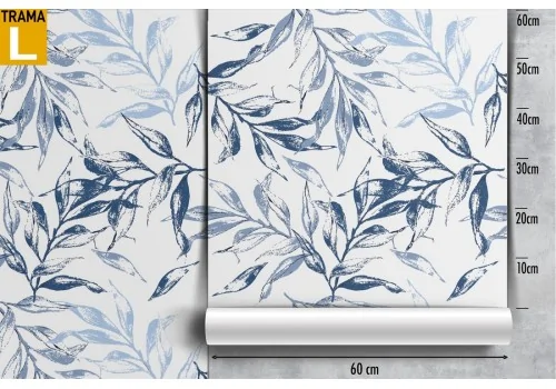 Carta da Parati decorazione foglie blu natura. 2