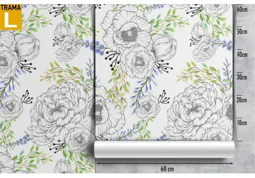 Wallpaper with stylized flowers and leaves pattern. 2