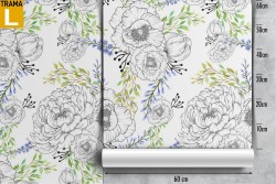 Carta da Parati fiori e foglie stilizzati pattern.