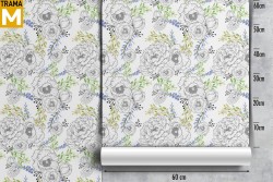 Carta da Parati Fiori Foglie Natura Stilizzata