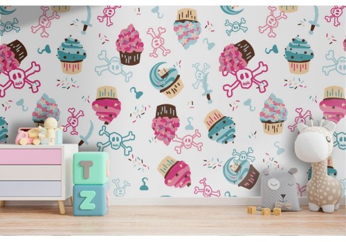 Carta da Parati pattern cupcakes dolci bambini.