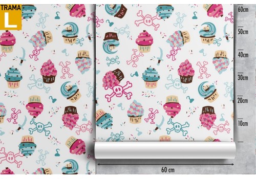 Carta da Parati pattern cupcakes dolci bambini. 2