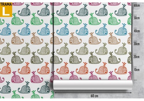 Children's wallpaper pattern with stylized whales. 2