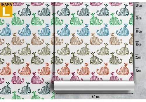 Children's wallpaper pattern with stylized whales. 2