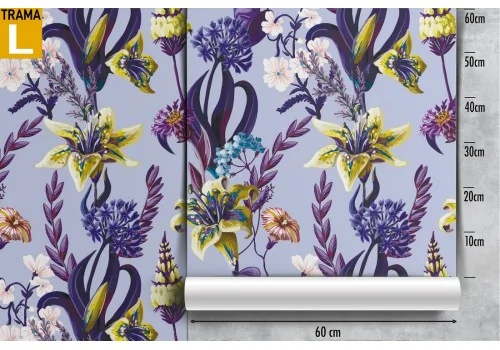 Wallpaper pattern with yellow and purple flowers. 2