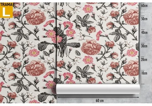 Carta da Parati pattern fiori rossi. 2