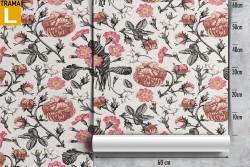 Carta da Parati pattern fiori rossi.