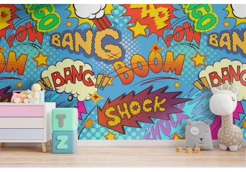Carta da Parati scritte fumetti pattern bambini.