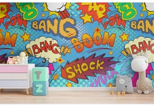 Wallpaper comic writings pattern for children.