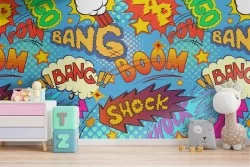 Wallpaper comic writings pattern children.