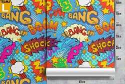 Carta da Parati scritte fumetti pattern bambini.