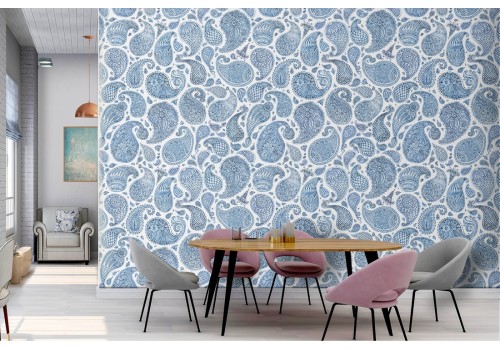 Vintage blue wallpaper decorations.