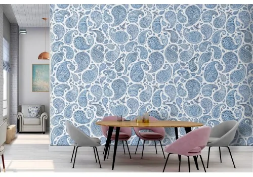 Vintage blue wallpaper decorations.