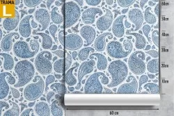 Carta da Parati decorazioni azzurre vintage.