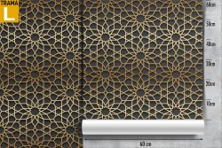 Wallpaper with stylized geometric flower pattern.
