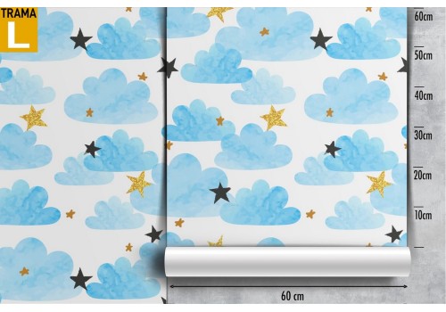 Wallpaper pattern clouds and stars for children. 2