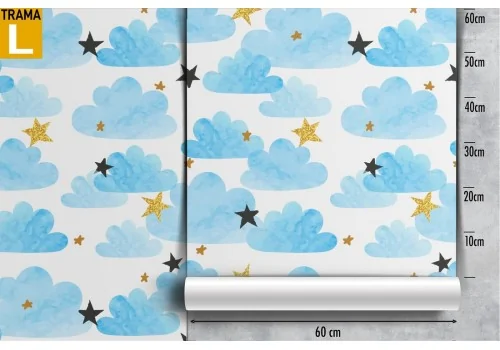 Wallpaper pattern clouds and stars for children. 2