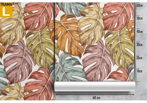 Carta da Parati pattern foglie tropicali grandi. 2