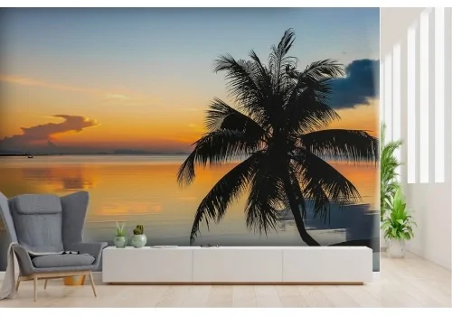 Tropical sunset ocean landscape wallpaper